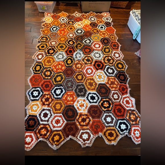 Colorful Handcrafted Hexagon Crochet Blanket